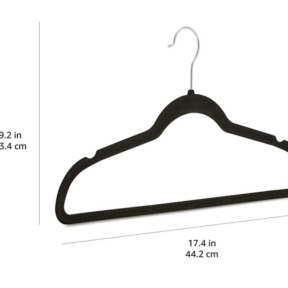 Amazon Basics Slim, Velvet, Non-Slip Suit Clothes Hangers, Black, Pack of 50. - Picture 3 of 5